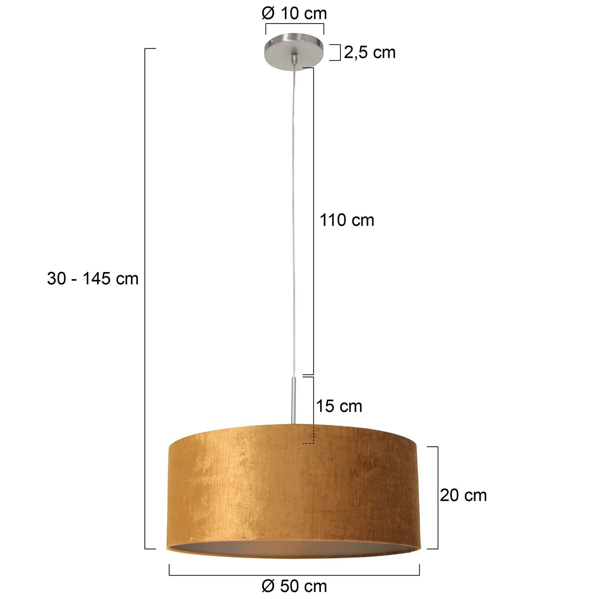 Lampe suspendue velours doré Sparkled Ø45cm Steinhauer 8712746146202