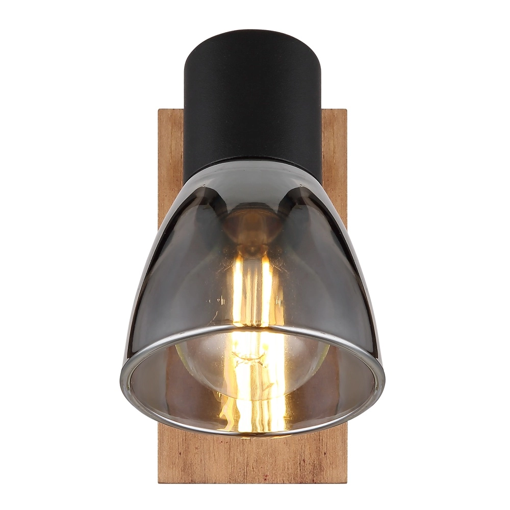 Lampe murale Claude noir avec bois Globo 9007371440207