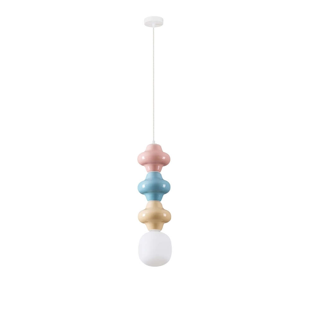 Suspension Clio Céramique colorée L avec verre blanc Lyora 5212017461308