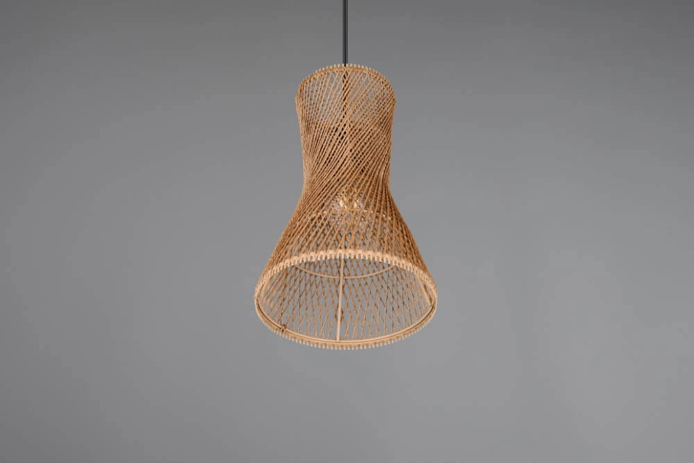 Suspension design Bijou noir avec rotin Ø20cm Trio 4017807637304