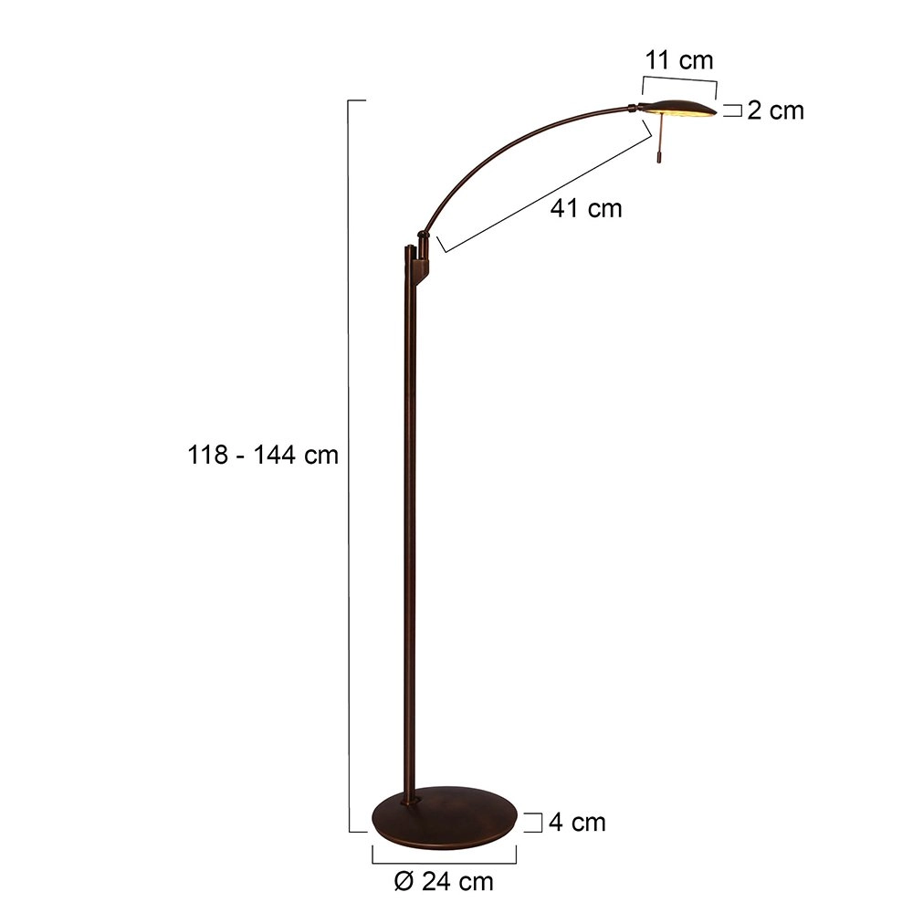 Lampe de lecture led Zenith 2x6w - 2200K - 118cm brun bronze Steinhauer 8712746113433
