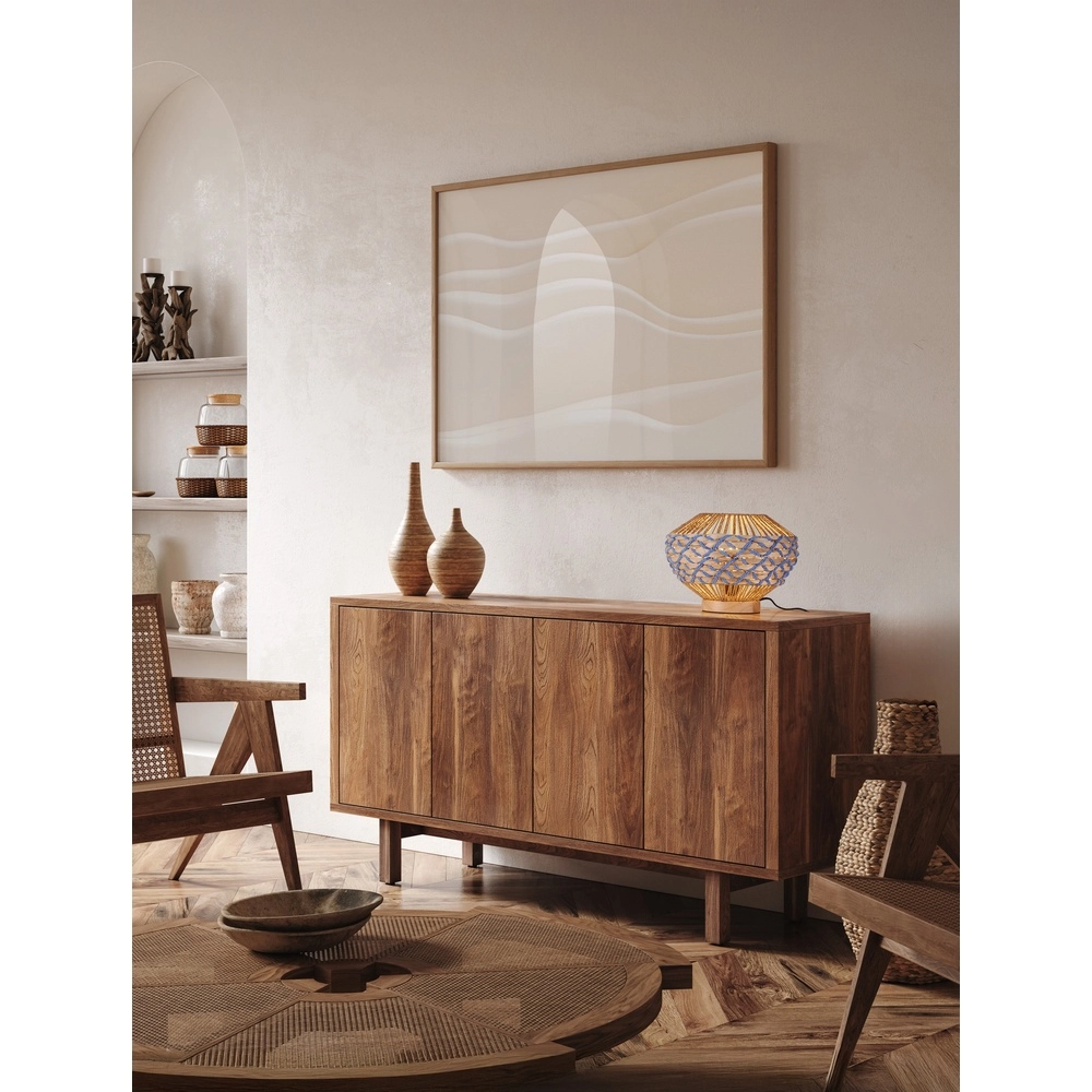 Lampe de table Mapi Ø 31cm bleu avec marron Lyora 5212017477514