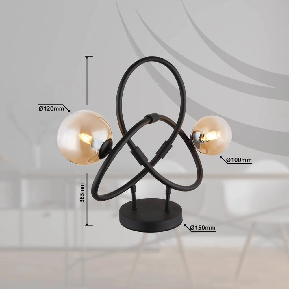 Lampe de table noire Tuberius Design 2-lumière Globo 9007371452446