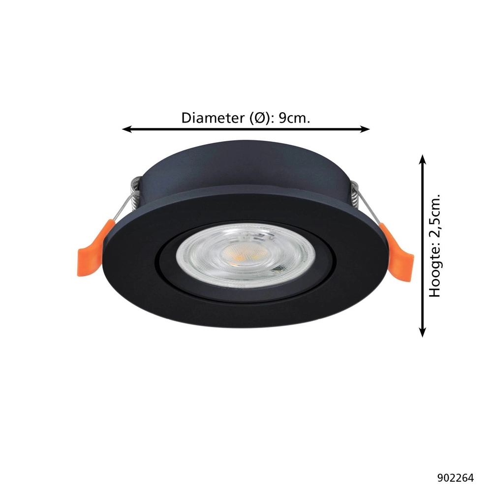 Spot encastré Barranco noir Ø 9cm - CCT en 3 étapes Eglo 9008606359400