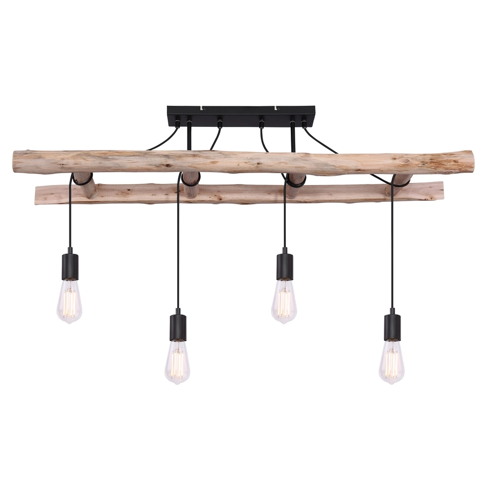 Lampe suspendue à 4 lumières Irmgard Bois 80 cm Globo 9007371390342