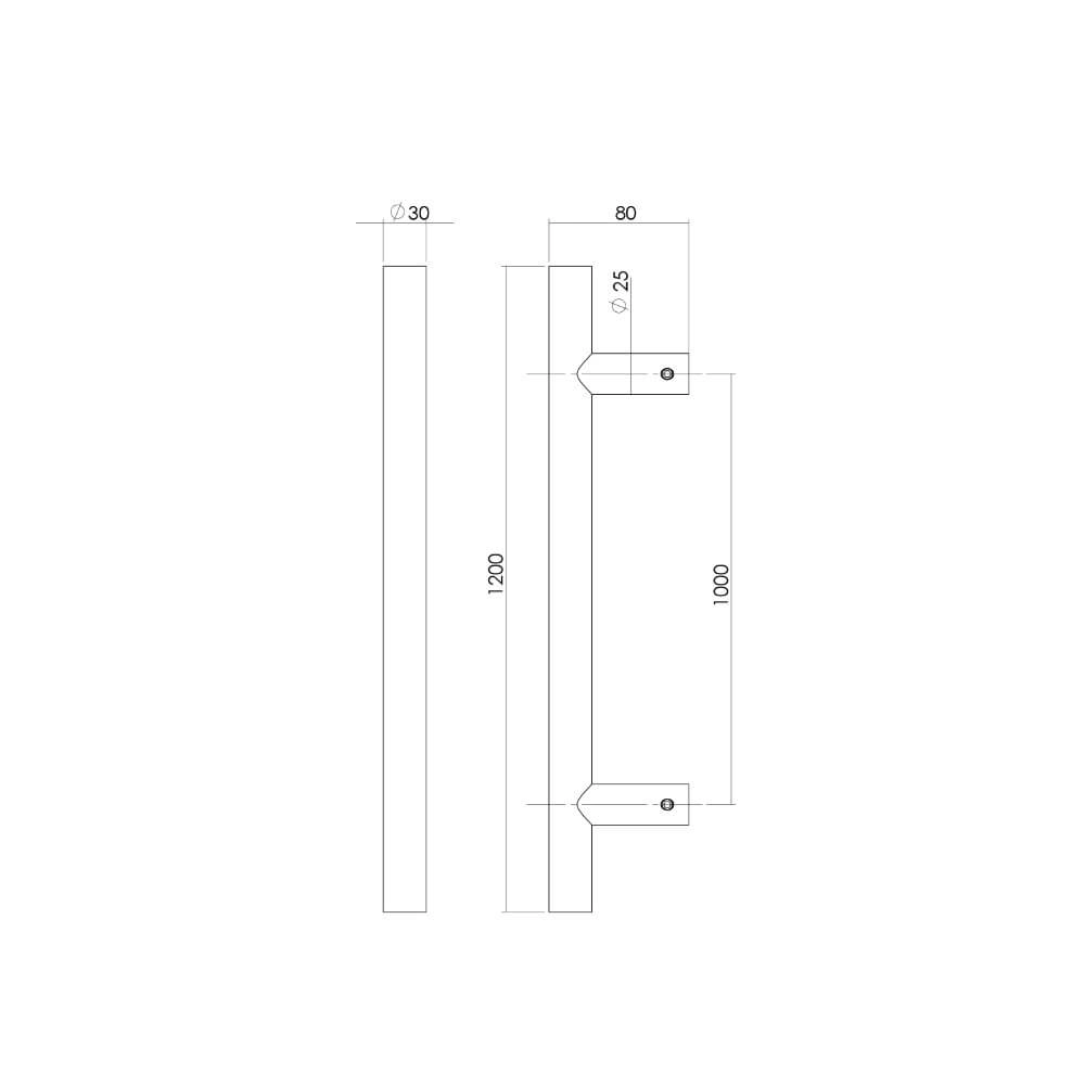 Poignée de porte en forme de T Gripon 120x8cm Acier inoxydable Intersteel 8714186465066