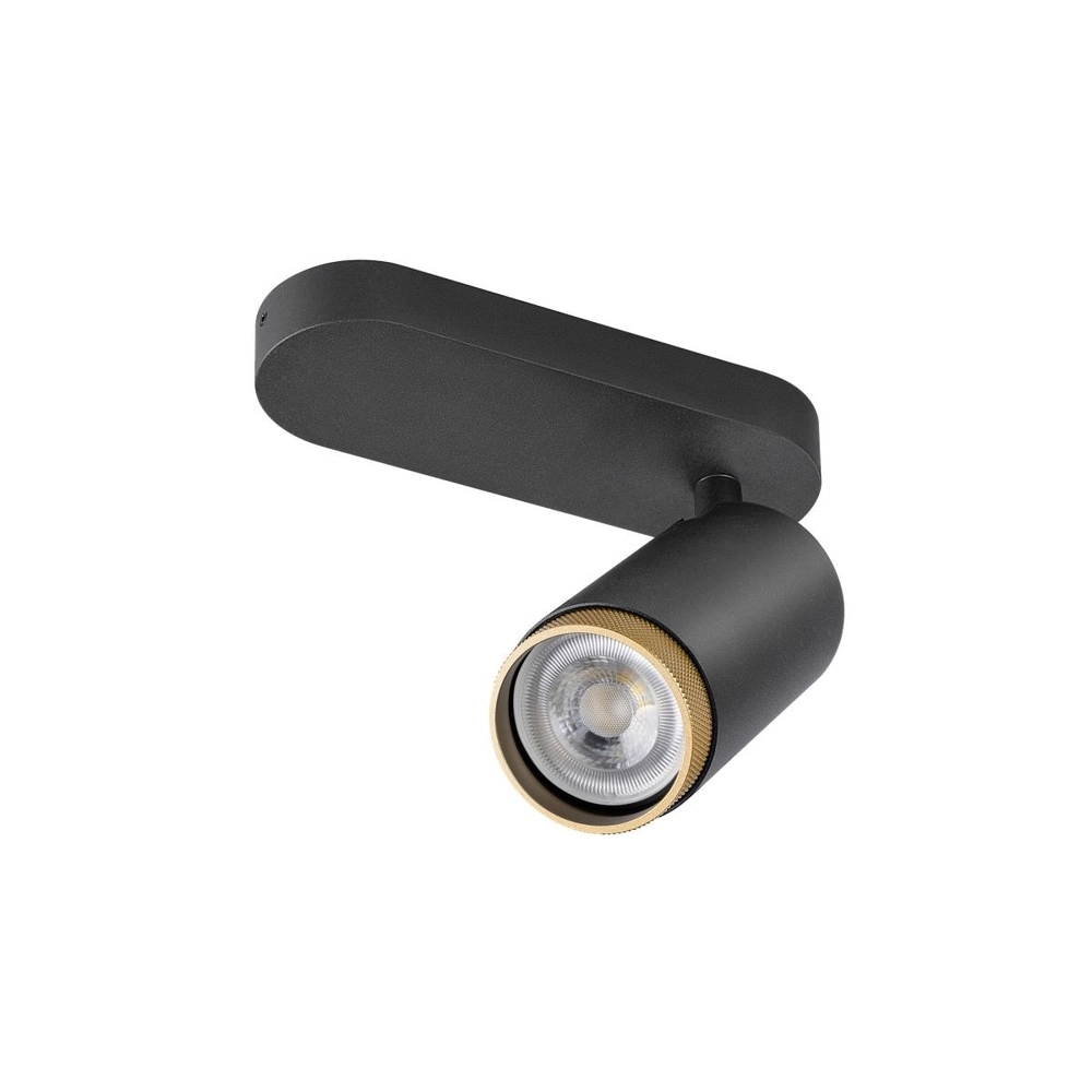 Spot monté en surface Grip! L Noir avec anneau en or SLV 4024163304436