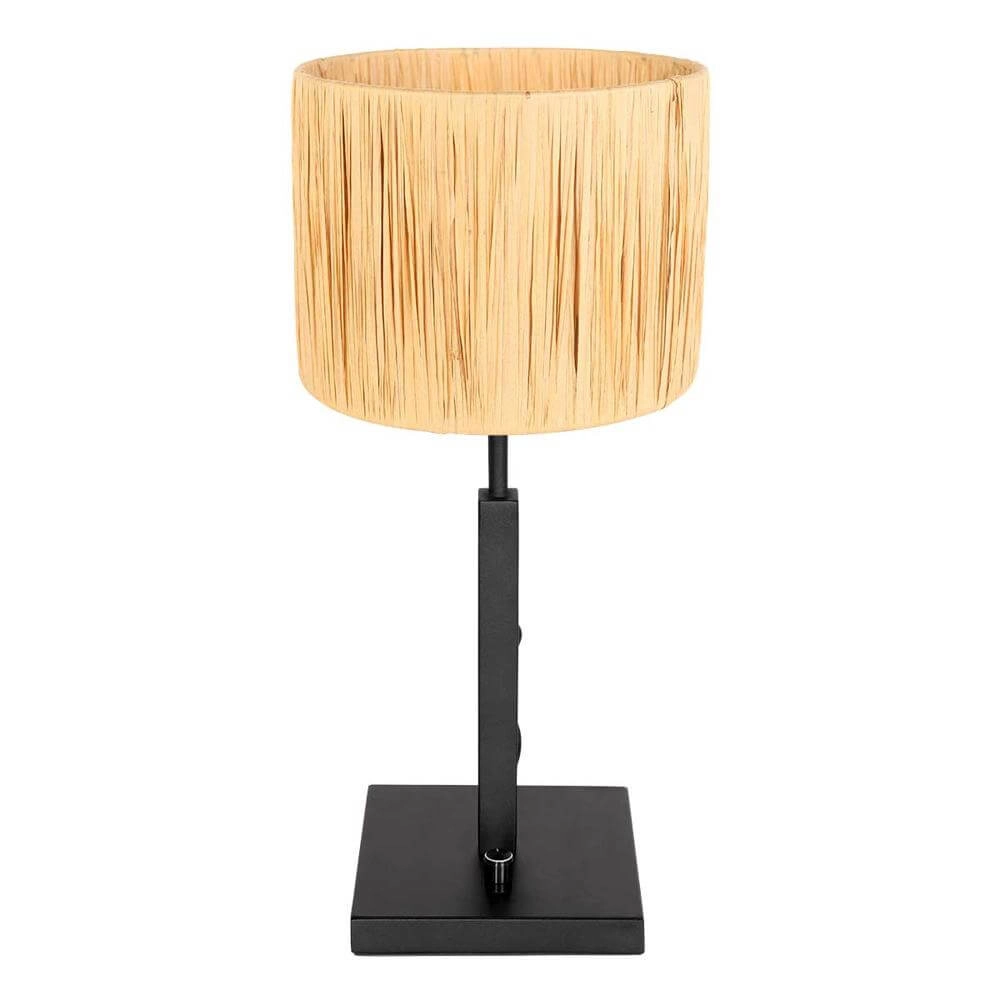 Lampe de table Stang noir avec abat-jour paille