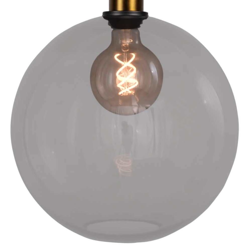 Lampe suspendue Ø 30cm Bella 2 Laiton antique avec verre fumé Masterlight 8718121334103