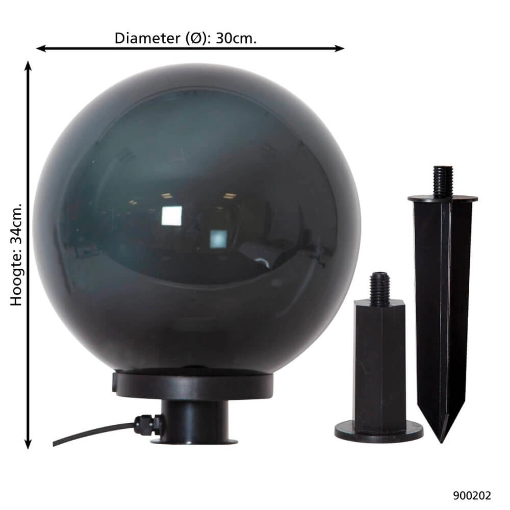 Lampe globe avec piquet Monterollo Smoke Ø 30 cm Eglo 9008606229901