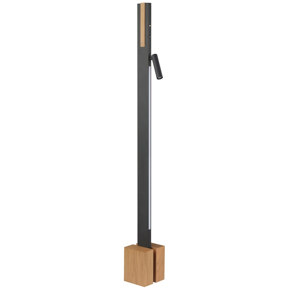 Lampadaire de conception Streamline noir avec bois Brilliant 4004353463624