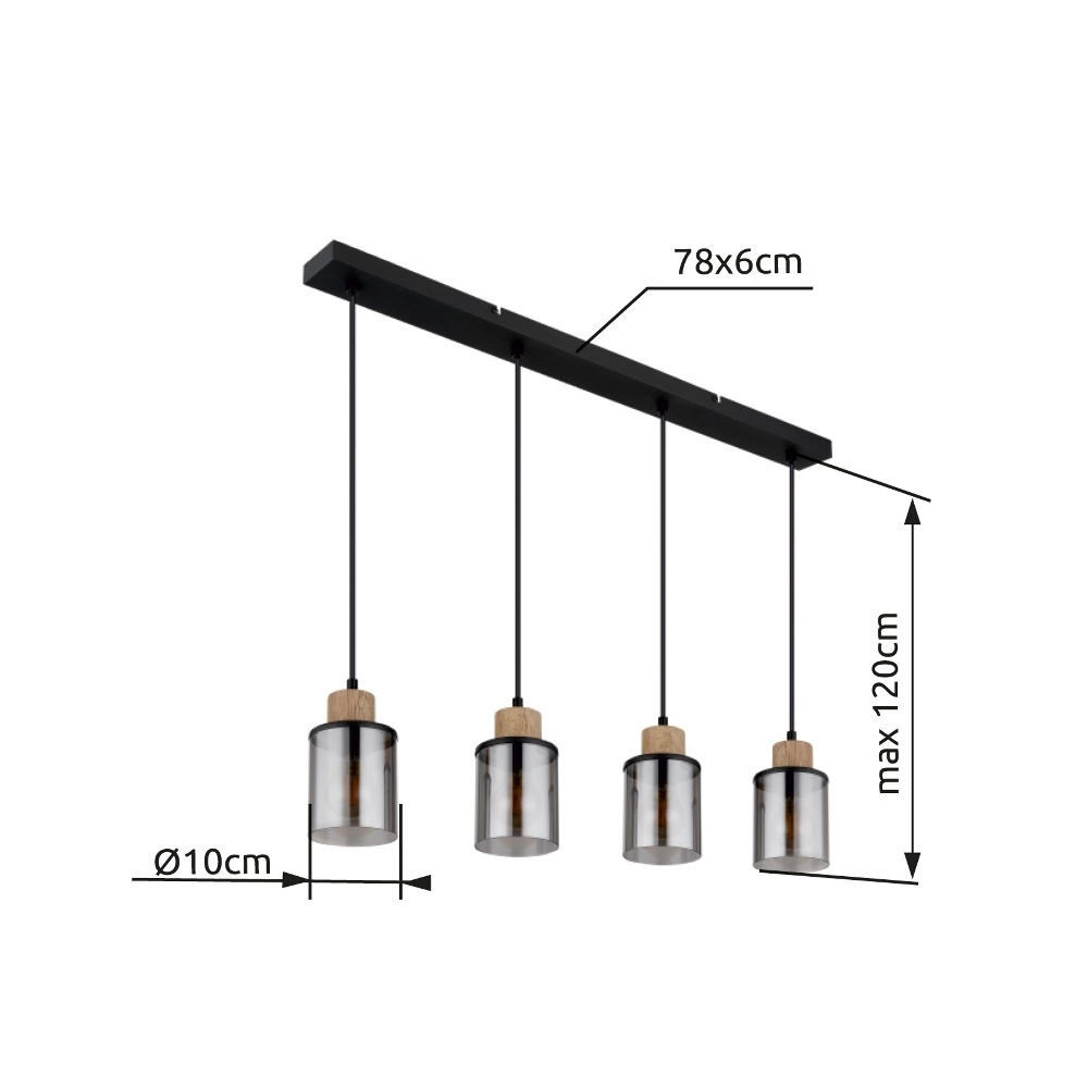 Lampe suspendue à 4 lumières Reid Noir Globo 9007371445264