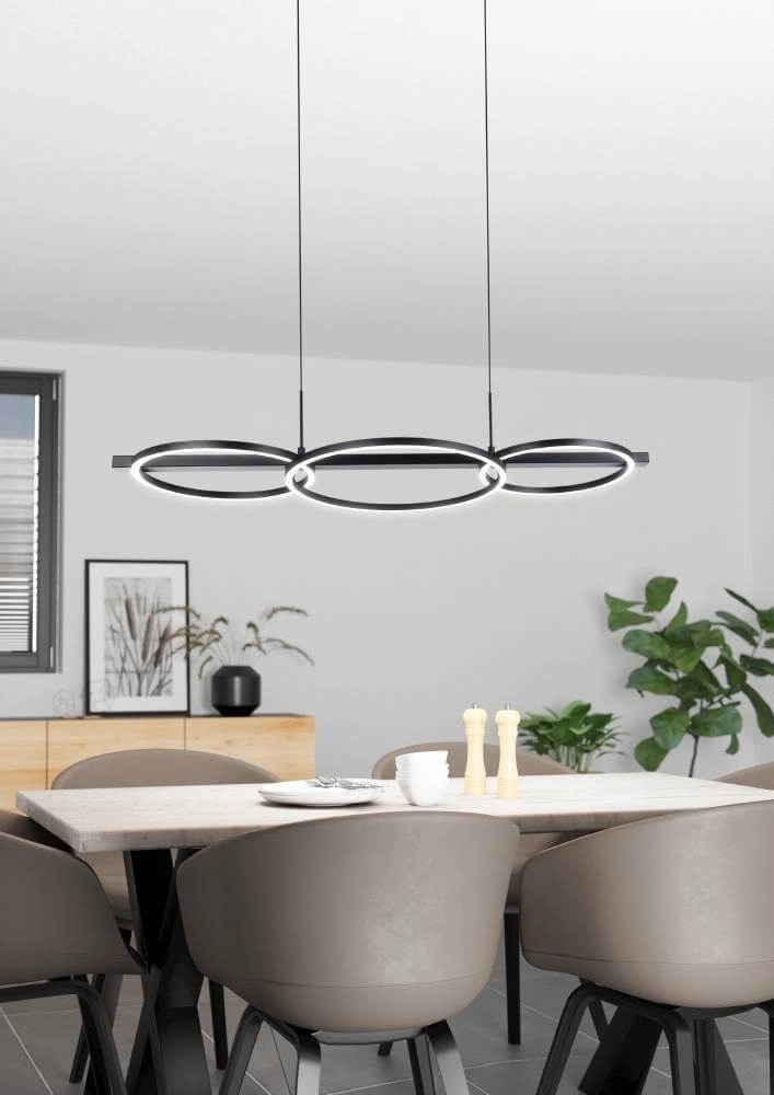 Lampe suspendue avec anneaux Lanacera noir avec de l'or Stars of Light 9008606221417