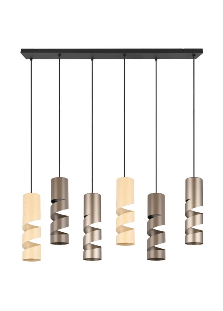 Lampe à suspension tube 6 lumières Stream nuances brunes Trio 4017807614039