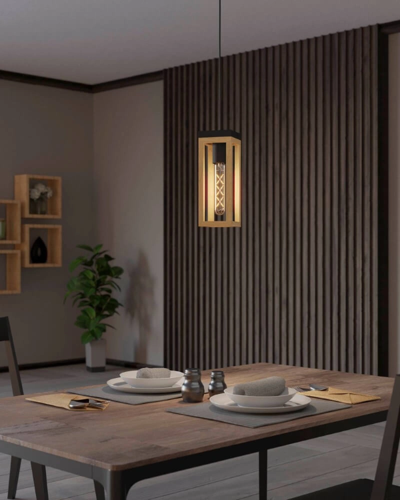 Lampe suspendue en bois Nafferton Eglo 9002759437435