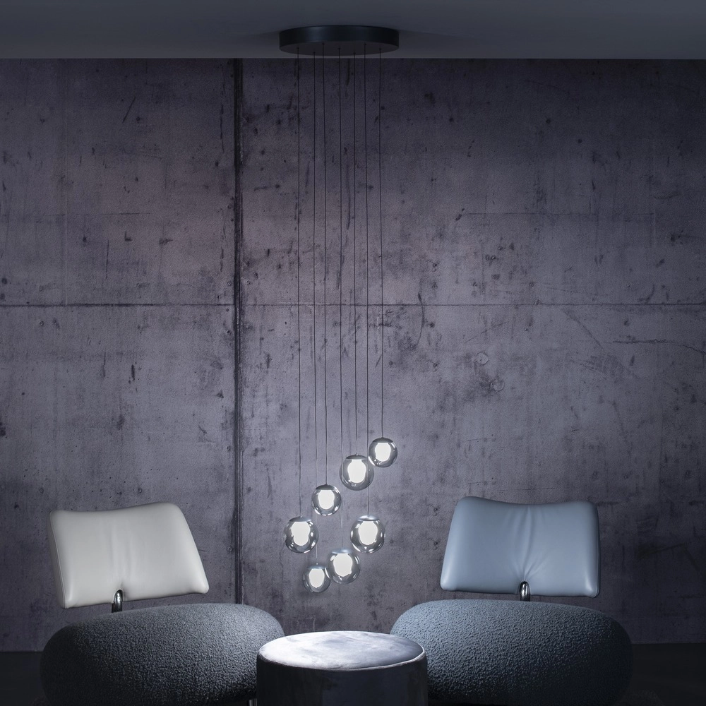 Lampe suspendue à 7 lampes Pure Popup Gris mystique Paul Neuhaus 4012248396674