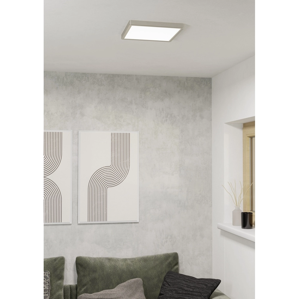 Lumière de plafond IP44 Fueva 6-Z Carré - Acier inoxydable - 29,5x29,5 cm Eglo 9008606330645