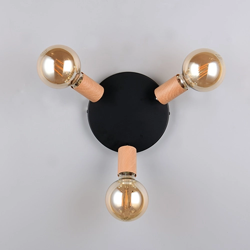 Lampe de plafond Lamego 3-noir clair avec bois Trio 4017807672039