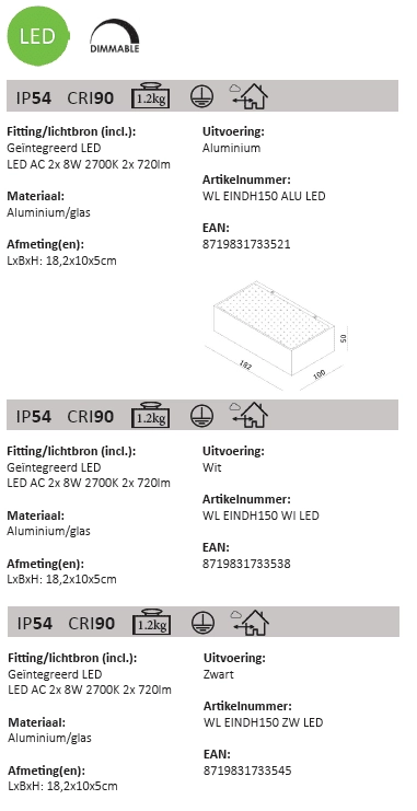Spot de façade Eindh LED Artdelight 8719831733521