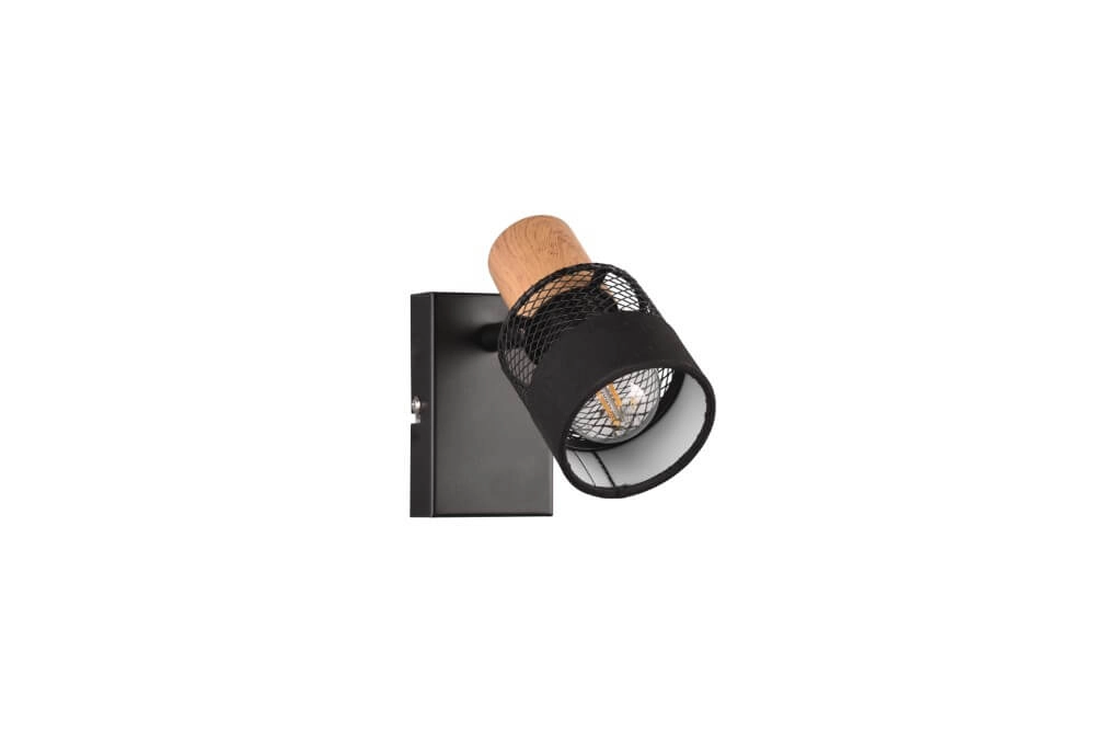 Spot en saillie 1 lumière Nandini noir avec du bois Trio 4017807581096
