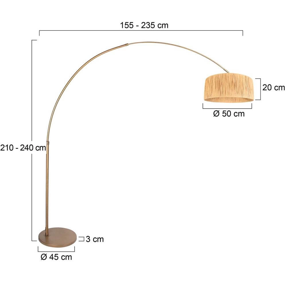 Lampe à arc Sparkled Light bronze avec abat-jour de couleur paille Steinhauer 8712746179842