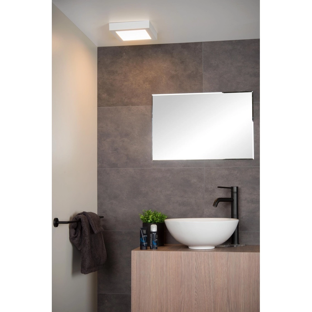 Éclairage de plafond Brice-Led 22 cm carrés blanc IP44 Lucide 5411212281340