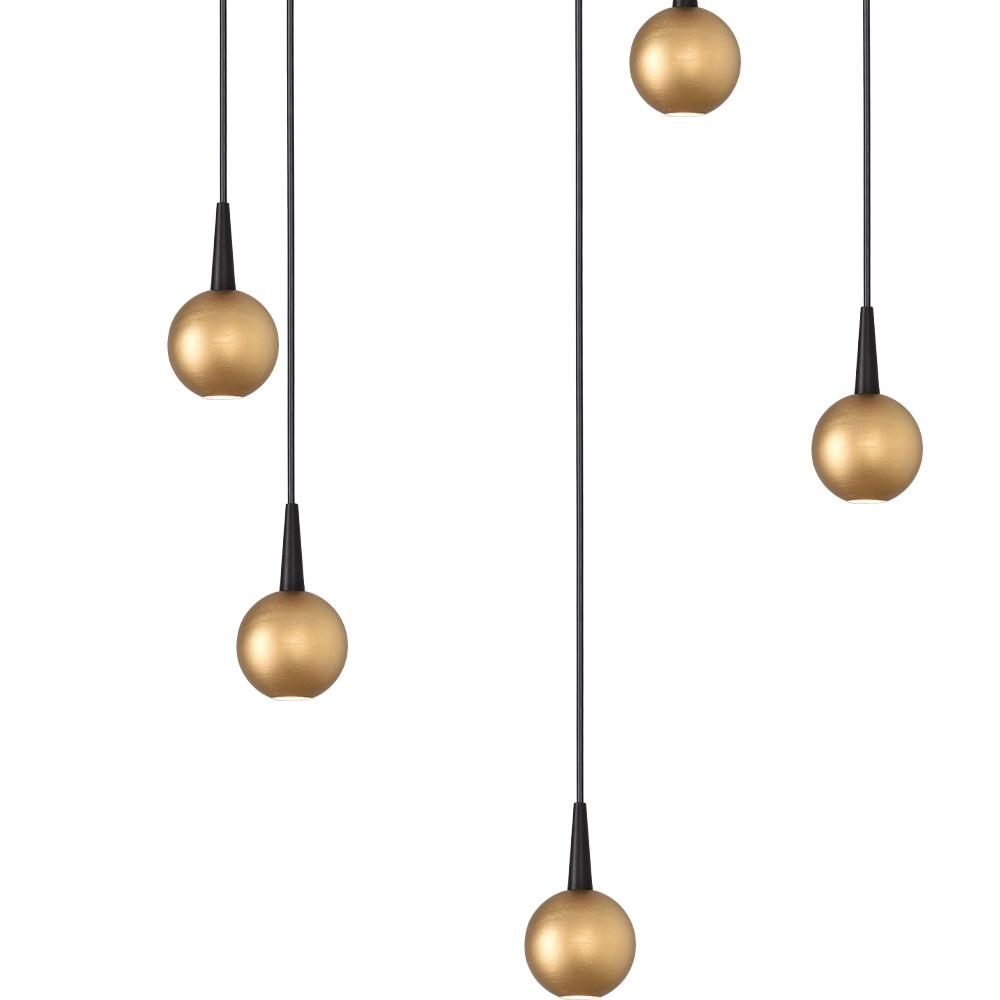 Lampe suspendue à 5 lumières Talana noir avec or Ø 35cm DTW Masterlight 8718121347448