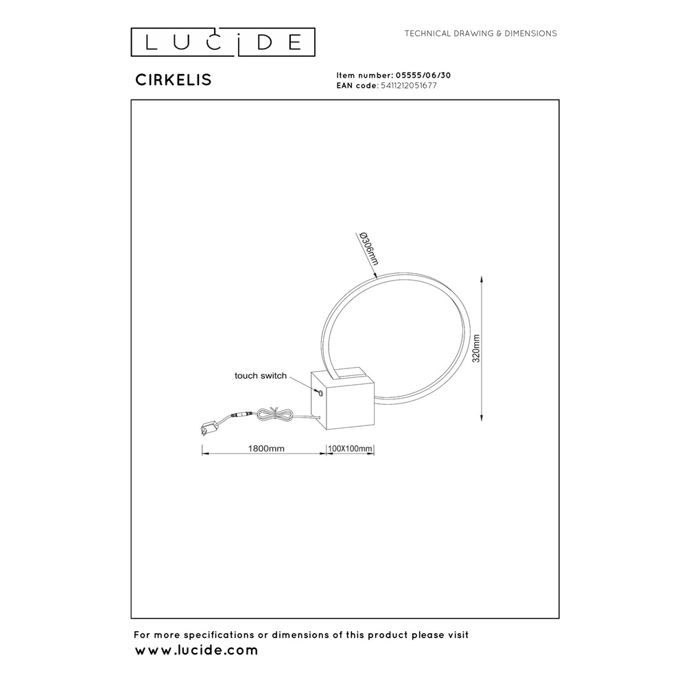Lampe de table noire Cirkelis rond Ø 32cm Lucide 5411212051677
