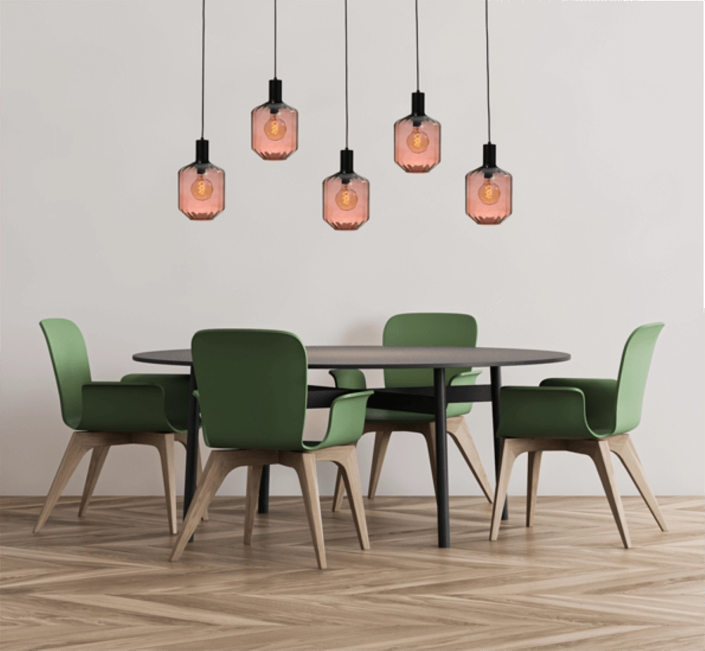 Lampe suspendue 5 lumières - noire - Porto avec lunettes rouges Jagger - Ø 24cm Masterlight 8718121270265