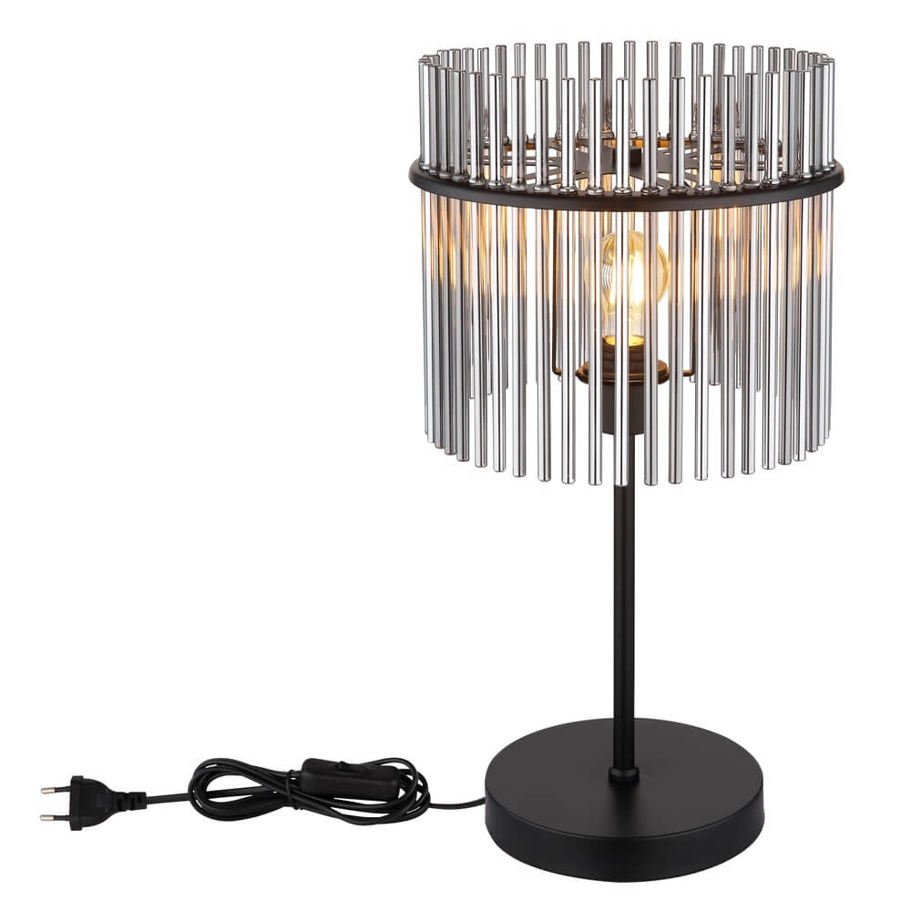 Lampe de table noire Gorley avec verre fumé Ø 30cm Globo 9007371487004