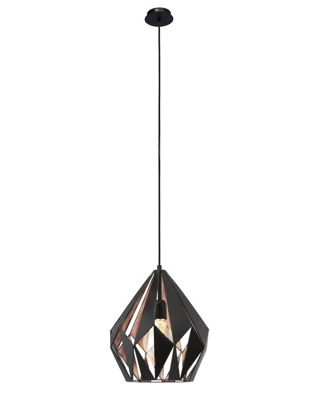 Lampe à suspension Carlton 1 31cm noir avec cuivre Eglo 9002759492540