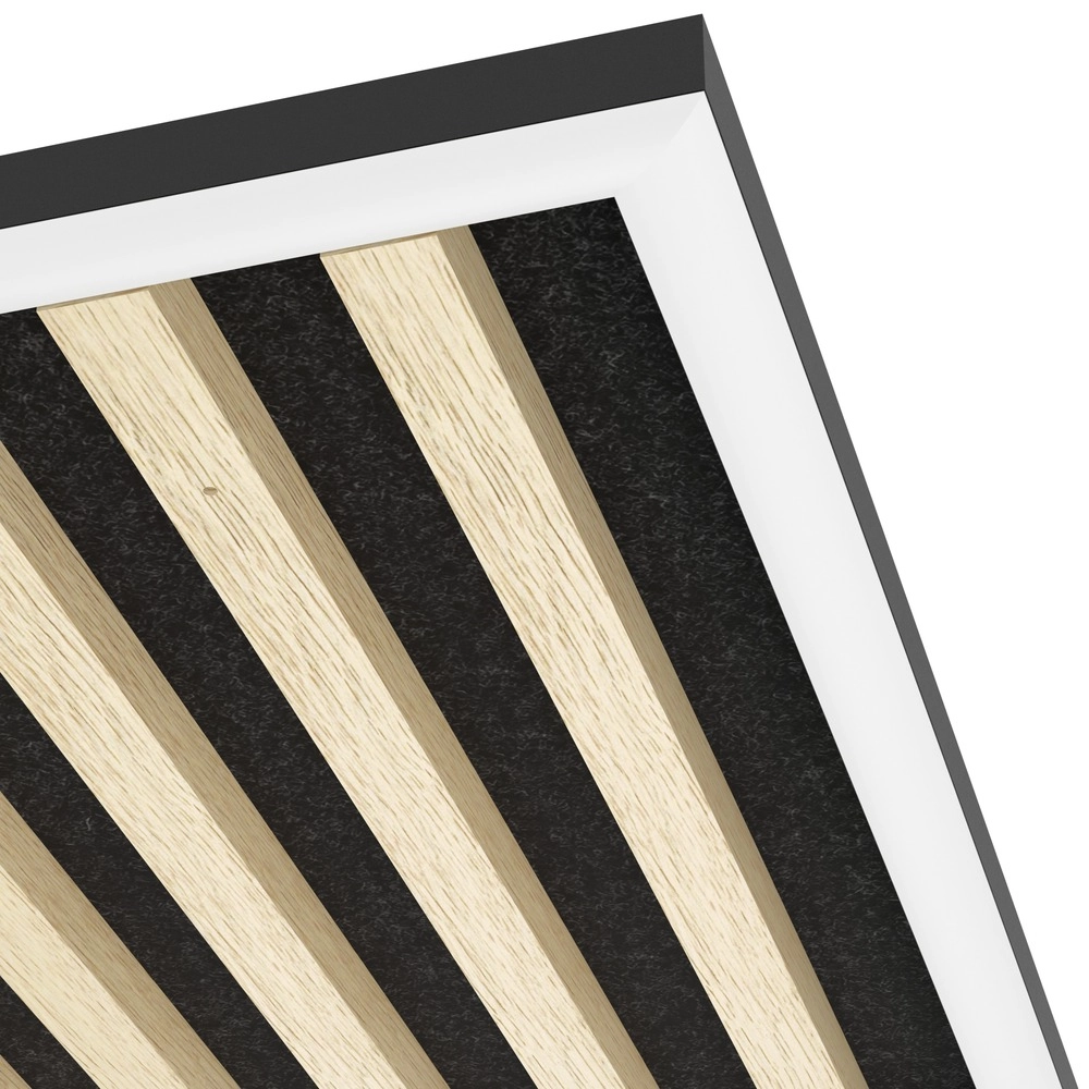 Lampe de plafond moderne Cembrano noir avec carré bois 48,5 x 48,5 cm Eglo 9008606388226