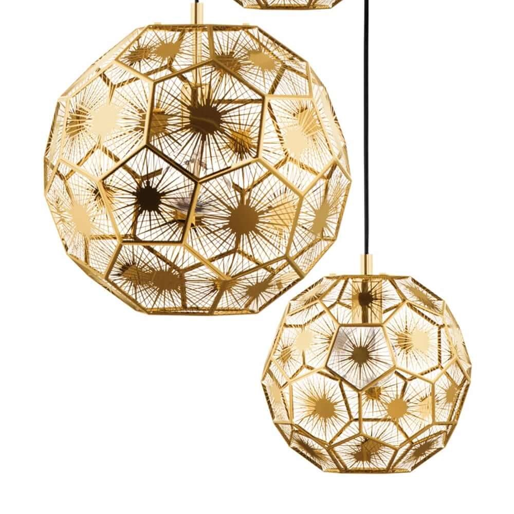 Lampe suspendue dorée Skoura loft - 3 lumières Stars of Light 9002759397586