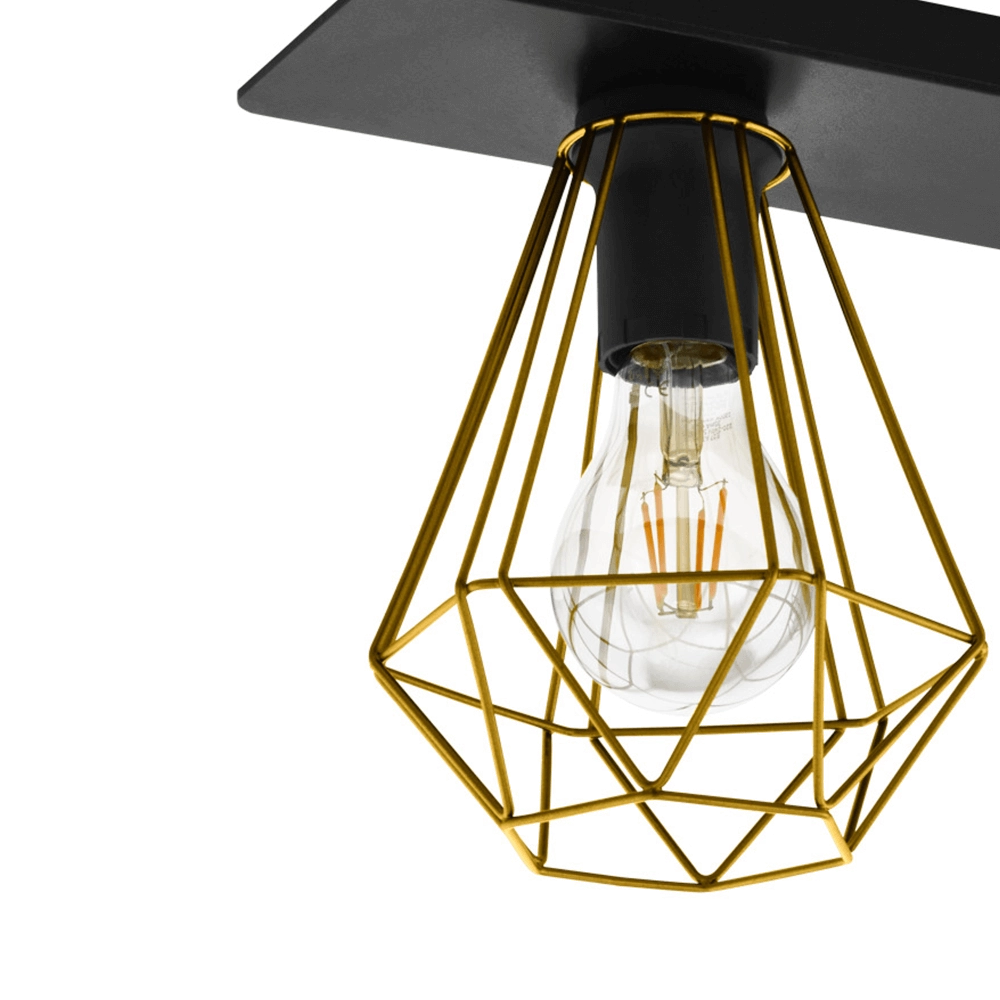 Plafonnier Tarbes 2 noir avec de l'or Eglo 9002759436551