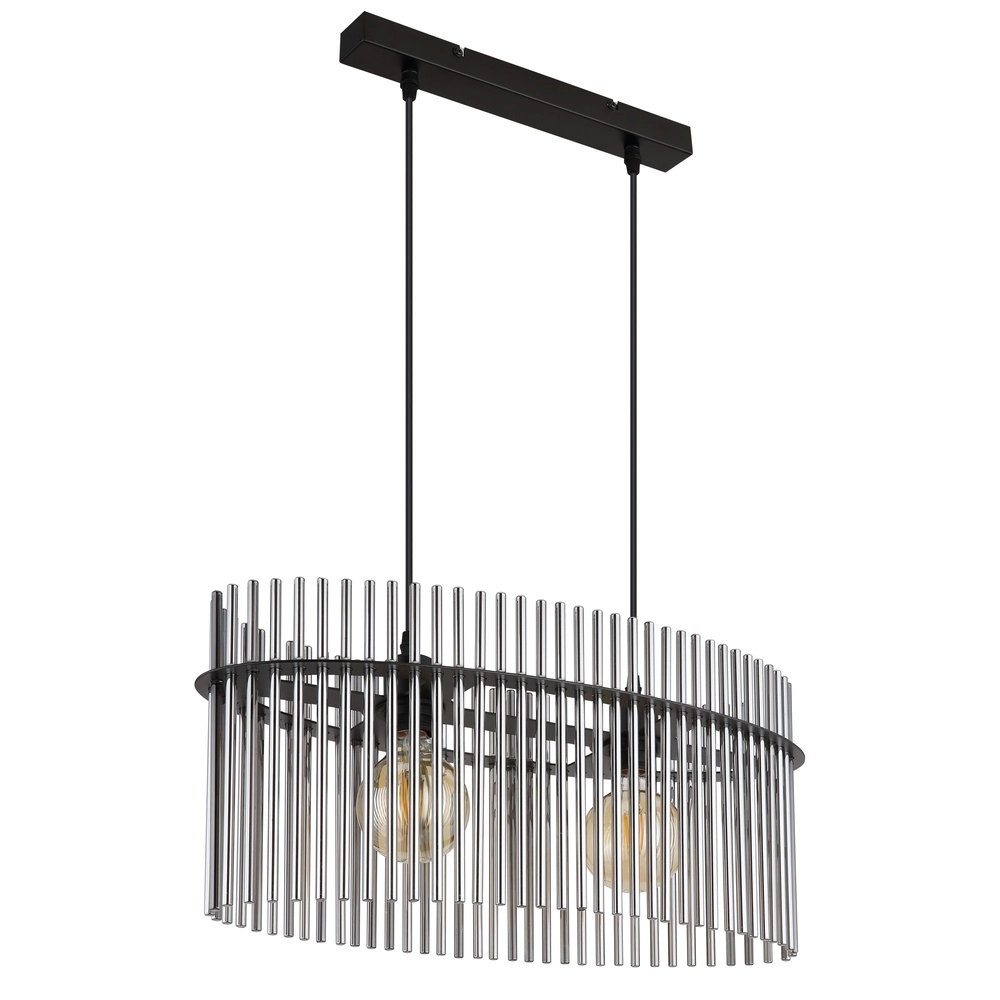 Lampe suspendue Gorley Noir avec tiges en verre fumé Globo 9007371506149