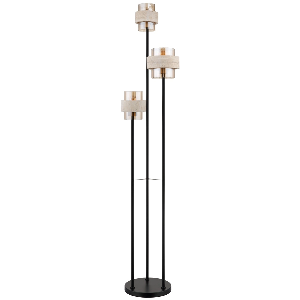 Lampe de pied à 3 lumières Daren noir avec marbre Globo 9007371580675