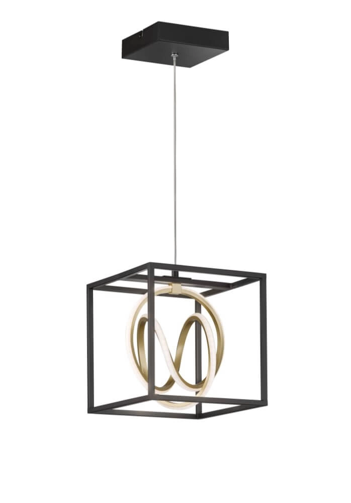 Lampe suspendue noire Gisi avec de l'or