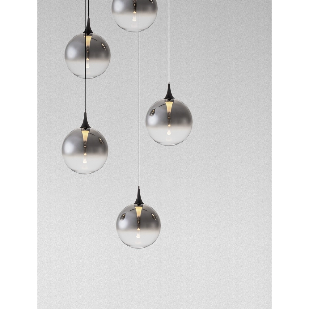 Suspension Orenda Verre fumé rond à 5 lumières Suspension Orenda Verre fumé rond à 5 lumières