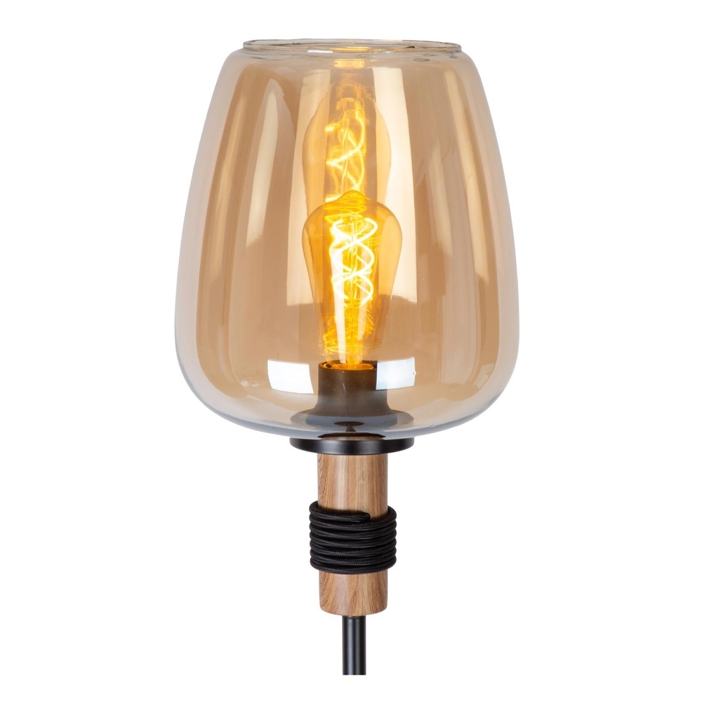 Lampe de pied Ilona noir avec verre ambré Lucide 5411212452702