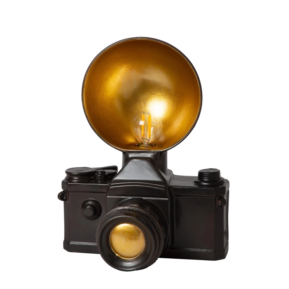Lampe de table nostalgique Extravaganza Camera noir avec or