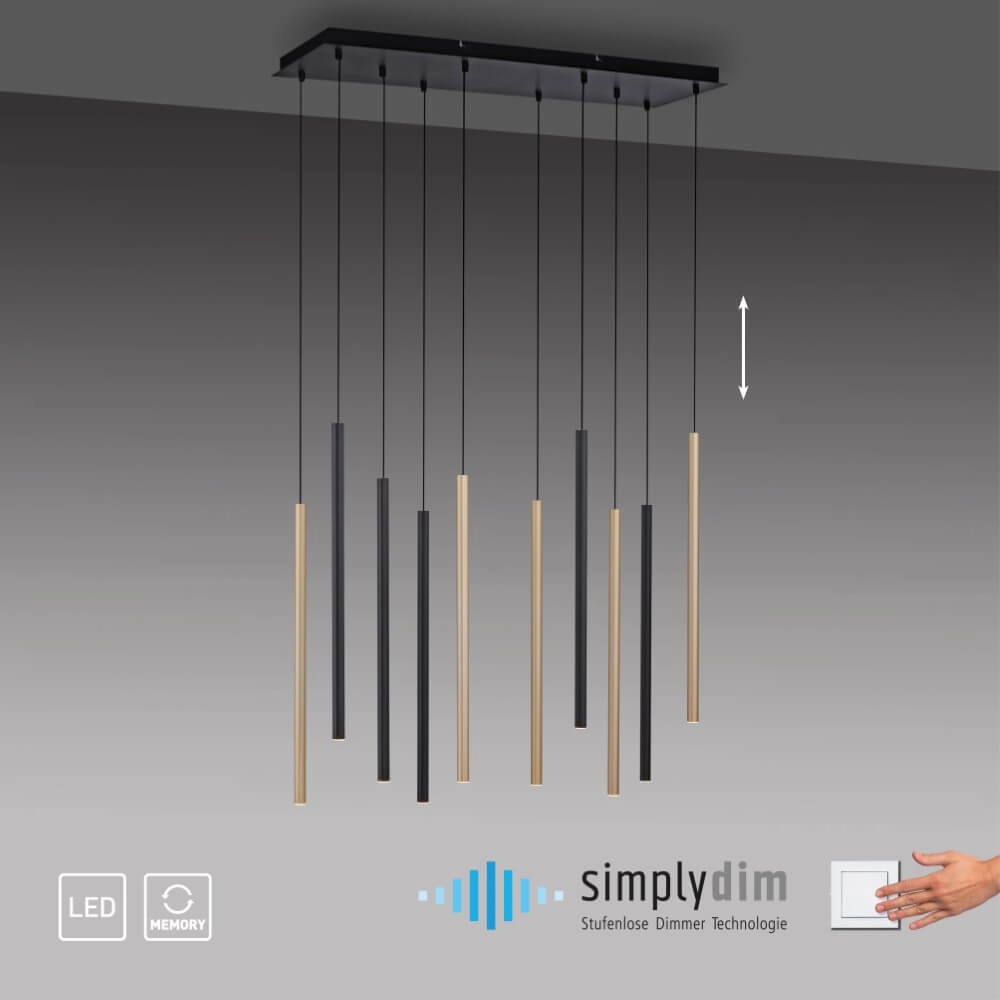 Lampe suspendue unique Flute 10 lumières Paul Neuhaus 4012248374788