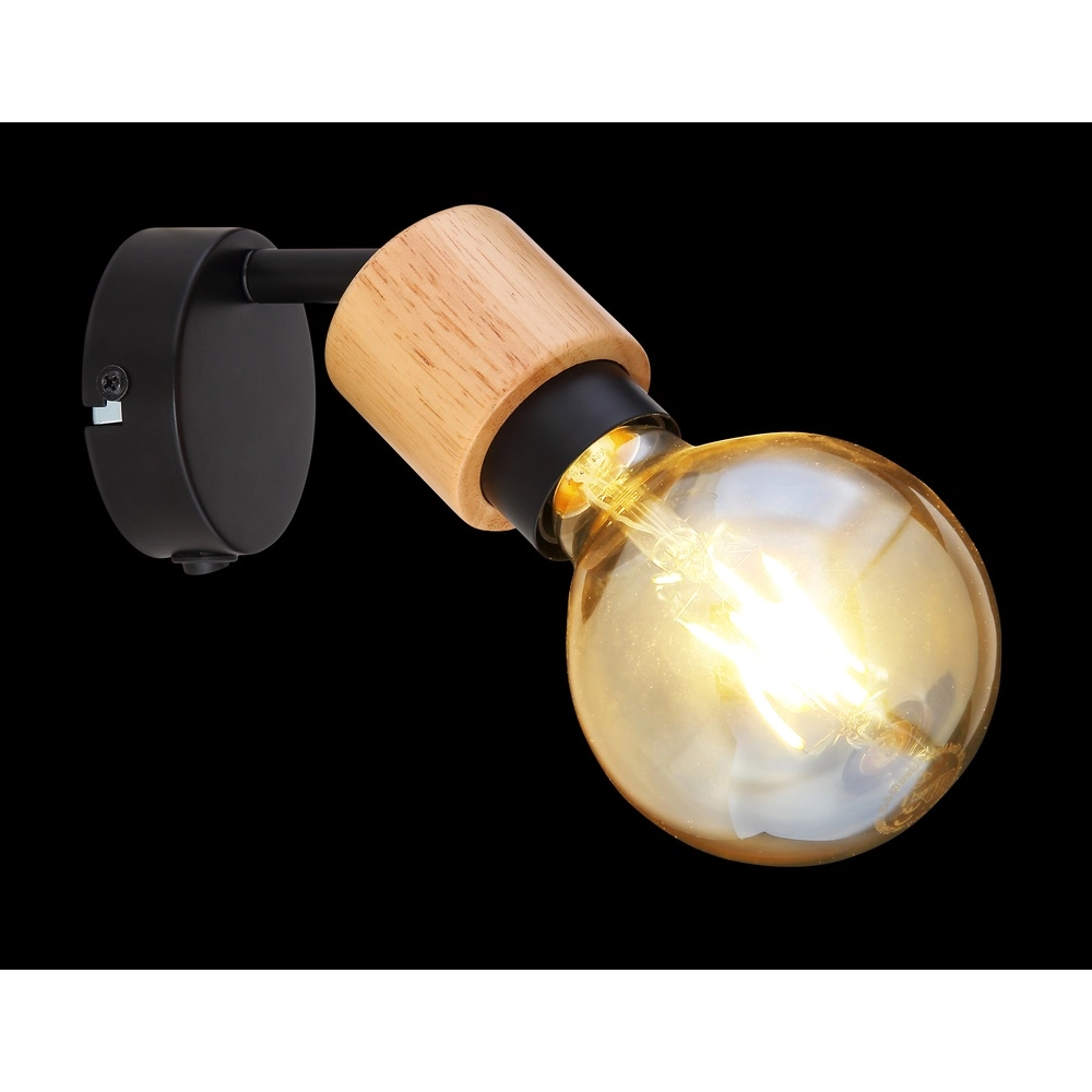 Lampe murale Jorna noir avec bois Globo 9007371414277