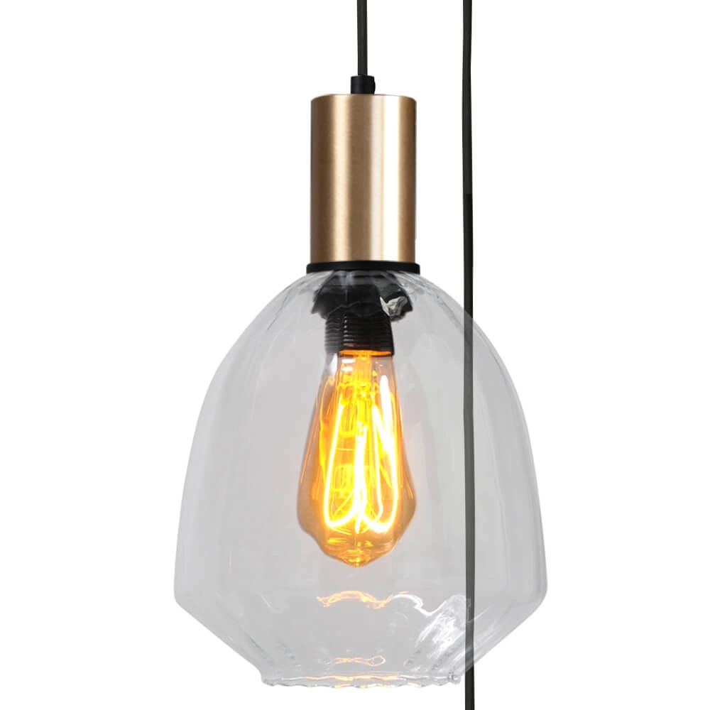 Suspension loft 3 lumières - or - Porto avec des lunettes Nicolette Masterlight 8718121270944