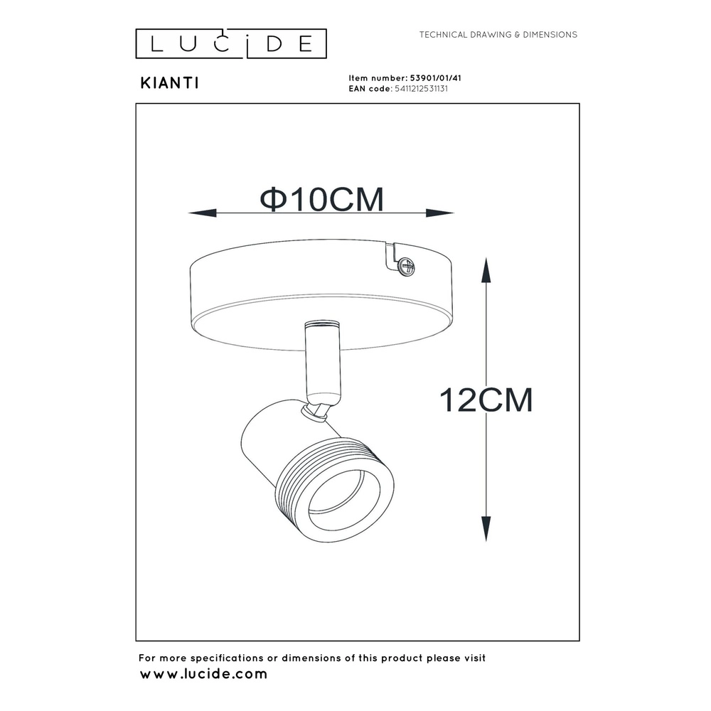 Projecteur de plafond Kianti seulement brun sable Lucide 5411212531131