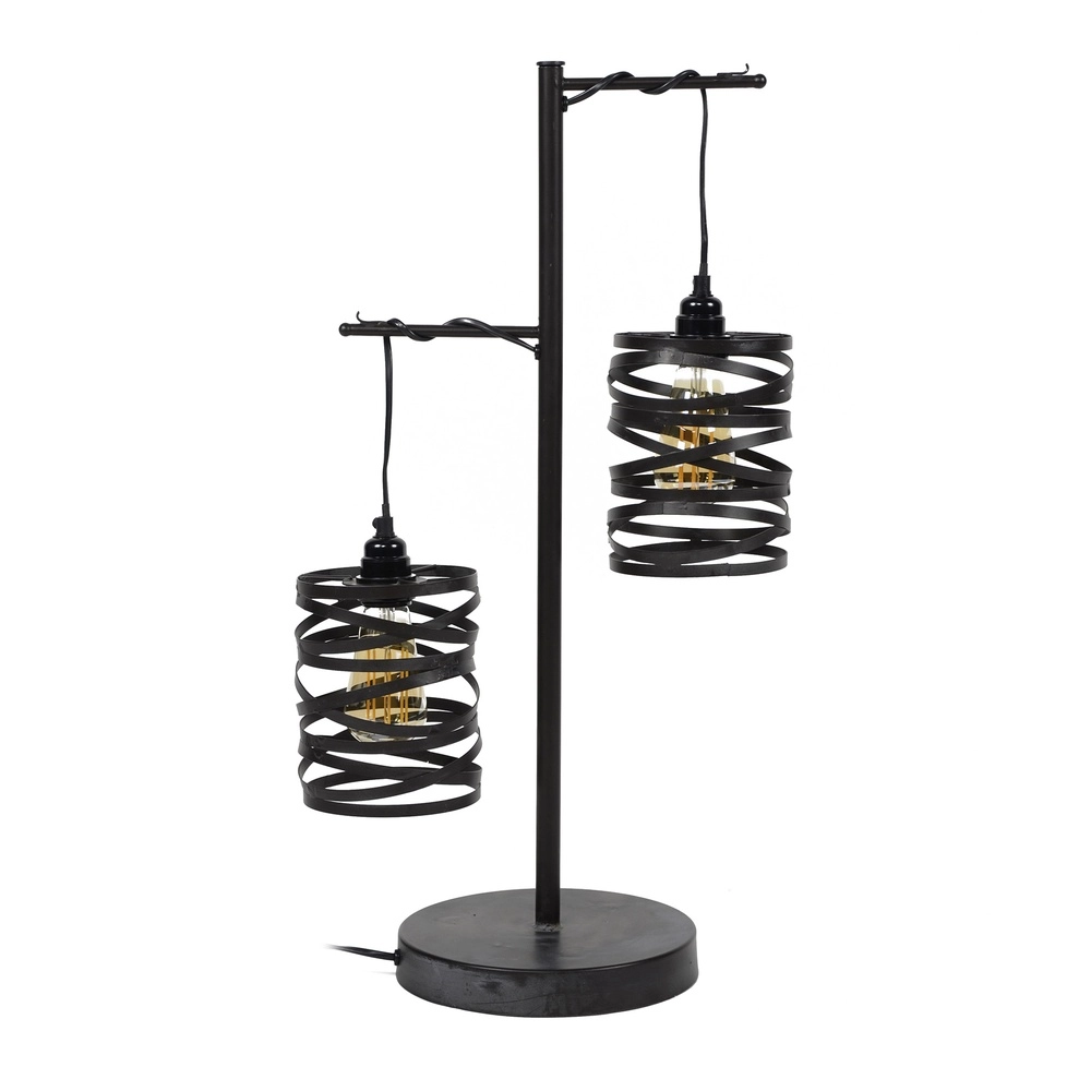 Lampe de table de campagne Spindle 2x E27 - gris ardoise Lyora 8716803513020