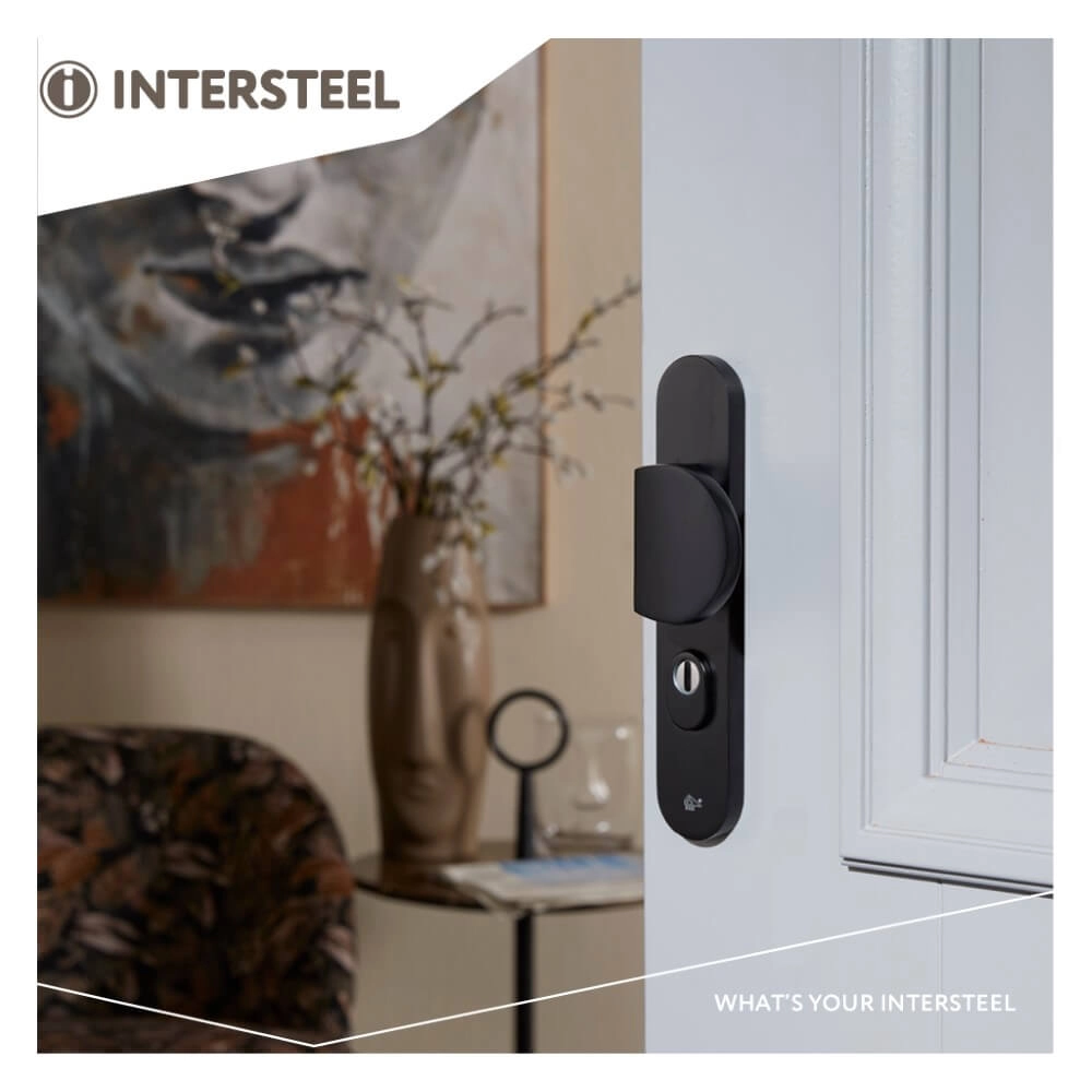 Ferrures de porte d’entrée Vurano Protection anti-traction PC 72mm aluminium noir Intersteel 8714186492086