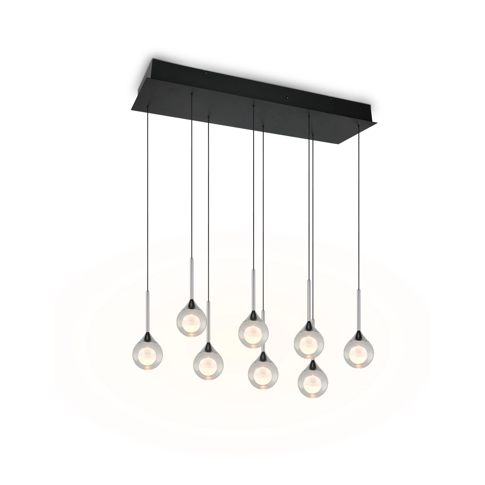 Lampe pendante moderne Calista chrome à 8 lumières