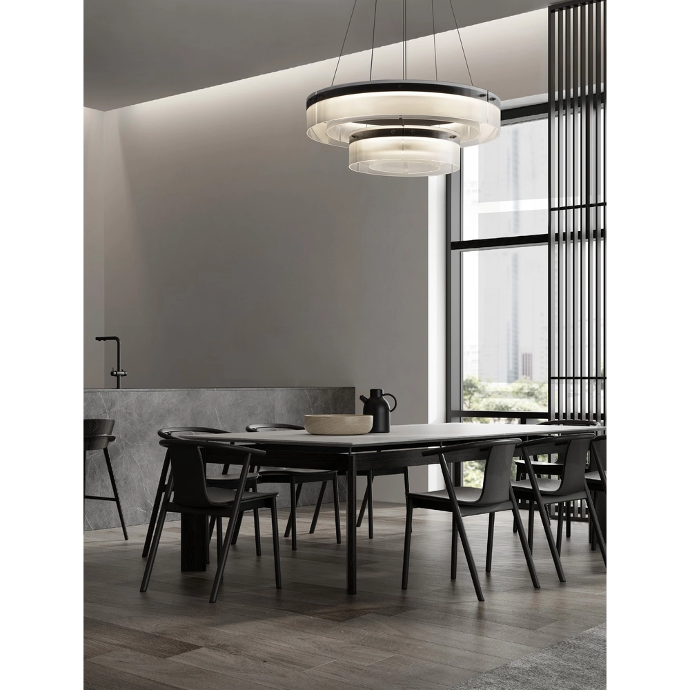 Suspension design Pauline double noir avec verre Ø 70cm Lyora 5212017445360