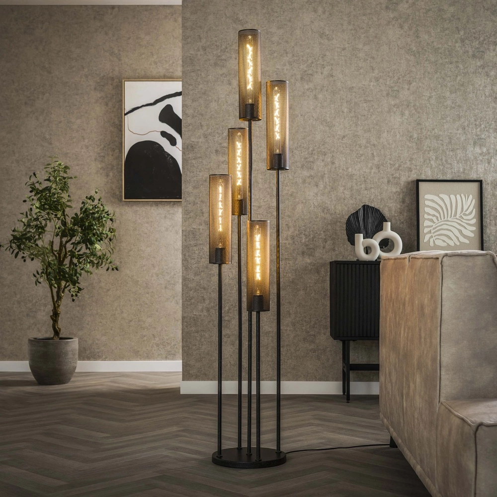 Lampe sur pied à tubes Tube 5-lumière - Noir arctique