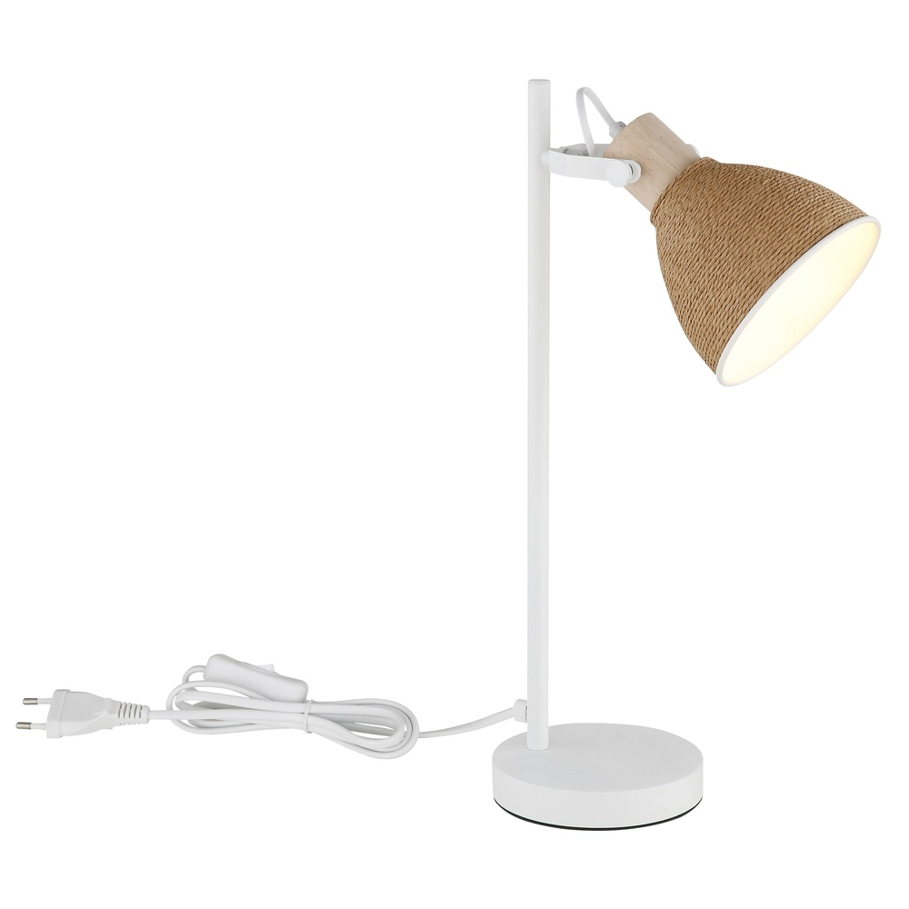 Lampe de bureau Lyndon Blanc avec du rotin Globo 9007371592746